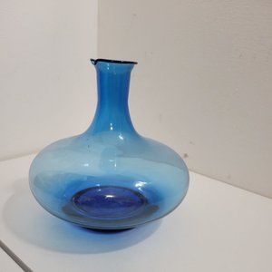 Vintage Blue Glass Decanter Hand Blown